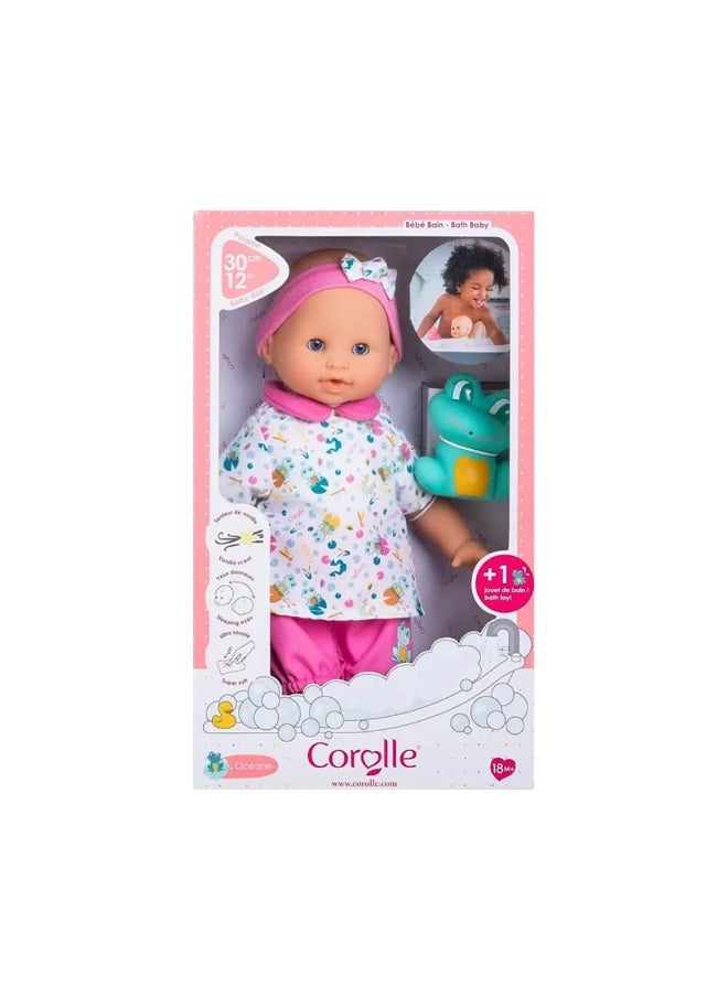 Oceane Bath Baby Doll With Rubber Frog Bath Toy (30 Cm)