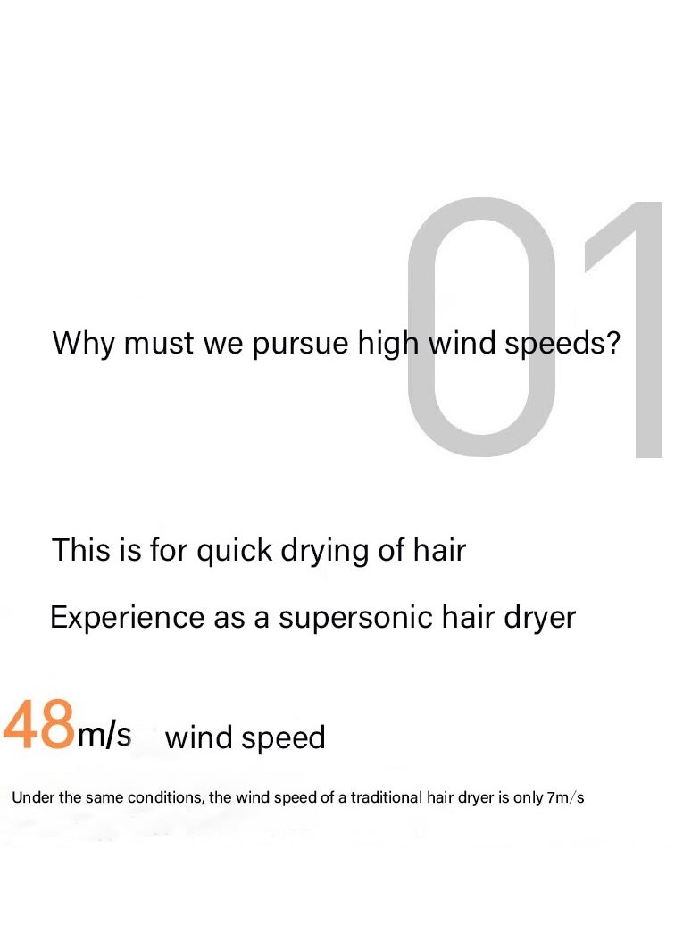 Professional Hair Dryer HD16 1600W BLDC motor Fast Drying Ion Hairdryer 3 Speeds 3 Heat Setting and One-Touch Cold Air with 5 Attachments and Equipped with 200 million negative ions