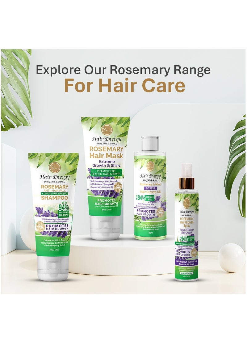 Hair Energy Rosemary Hair Serum | Up to 94% Stronger Hair | Stimulates Hair Growth | Shiny, Soft & Manageable Hair | Rosemary, Mint and Fenugreek (Methi) | Helps Reduce Hairfall | Paraben-free | 30 ml