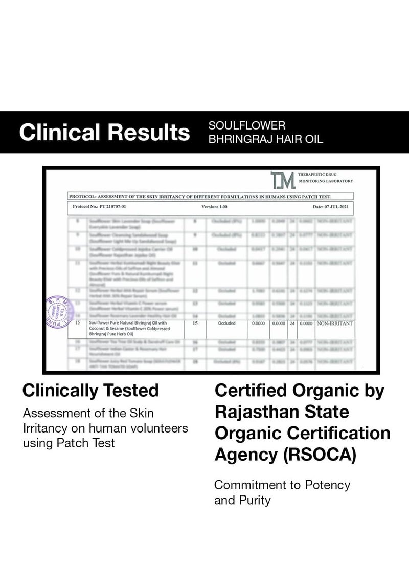 Soulflower Cold-Pressed Bhringraj Oil-Pure & Natural| Hair Growth, Strengthening & Nourishing hair roots, Anti-Dandruff, Cooling Scalp| Coconut, Sesame, Mother herb| 225ml