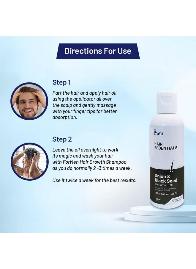 Onion & Black Seed Hair Growth Oil | Reduces Hair Fall & Dandruff | Promotes Hair Growth | 100% Natural 22 Herbal Extracts | Controls Hair Fall | For Men And Women - 100 Ml (Pack Of 2)
