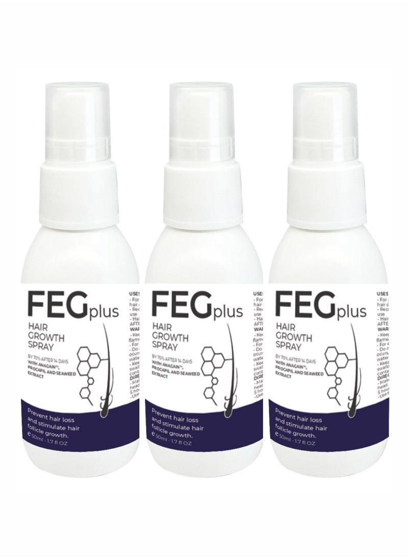 Hair Regrowth Spray - Premium Solution for Thicker Hair (50ml) Pack Of 3