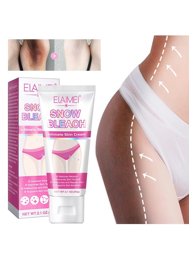 Snow Bleach，Intimate Skin Cream Underarm Armpit Knee Elbow Thigh Joint Intimate Parts Whitening Cream Dark Spot Corrector Cream Body Care Whitening Brightening Milk Lotion Skin Bleaching Moisturizer 60g