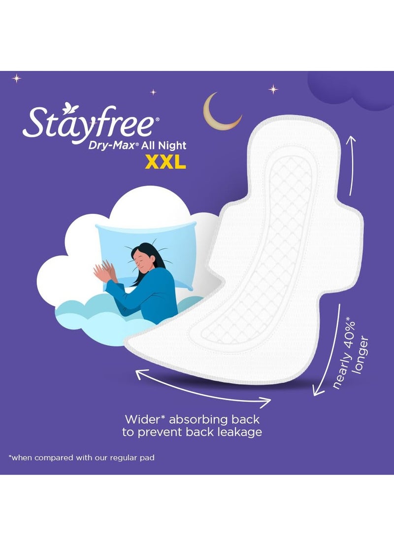 Stayfree Dry Max All Night XXL (28 pads) Dry Cover Sanitary Pads For Women With Wings