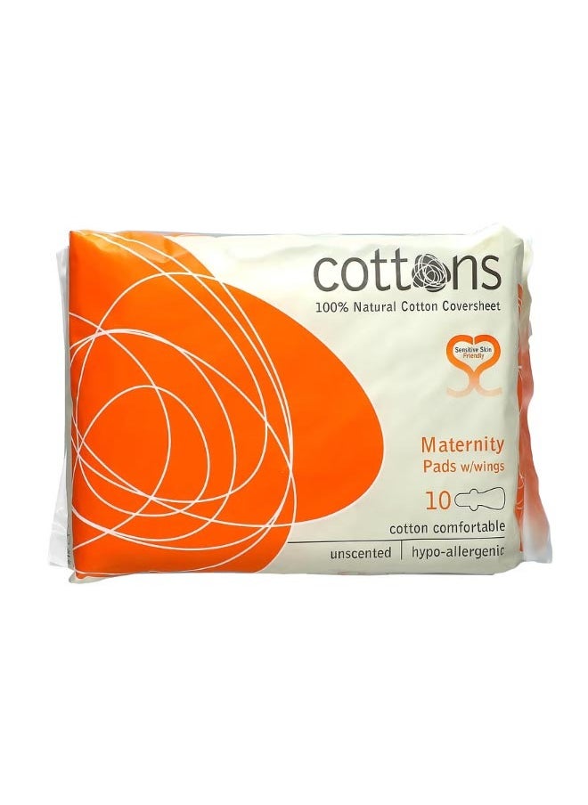 100 Natural Cotton Coversheet Maternity Pads with Wings Heavy Unscented 10 Pads