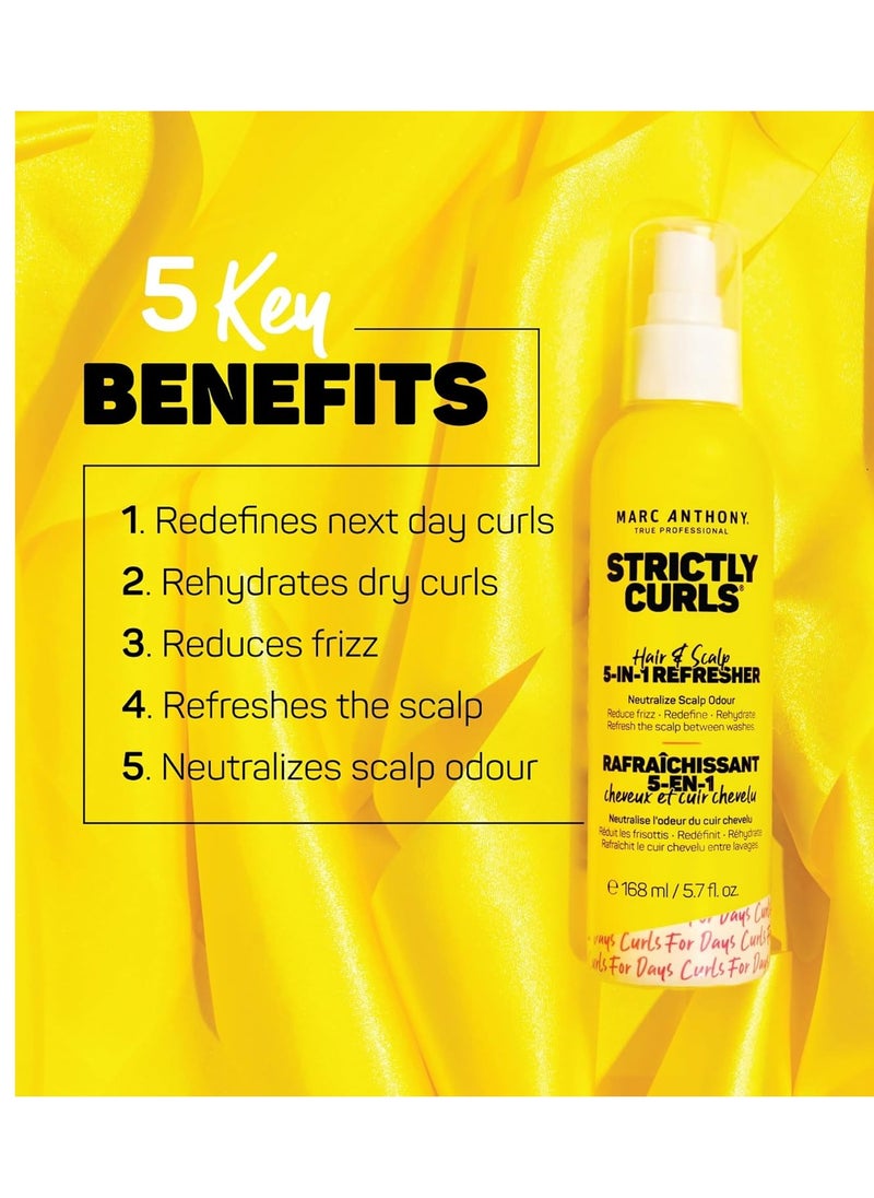 Marc Anthony Strictly Curls Hairspray For Curly Hair, 5-In-1 Refresher - Nourishing Formula For Moisturized, Refreshed & Healthy Scalp & Hair From Root To Tip - 5.7 fl oz