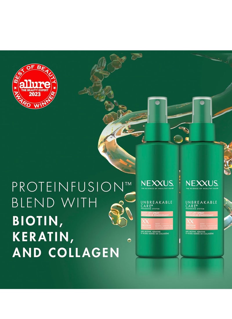 Nexxus Root Lift Thickening Spray Unbreakable Care with ProteinFusion Blend of Biotin, Keratin & Collagen Amino Acids, 6 oz