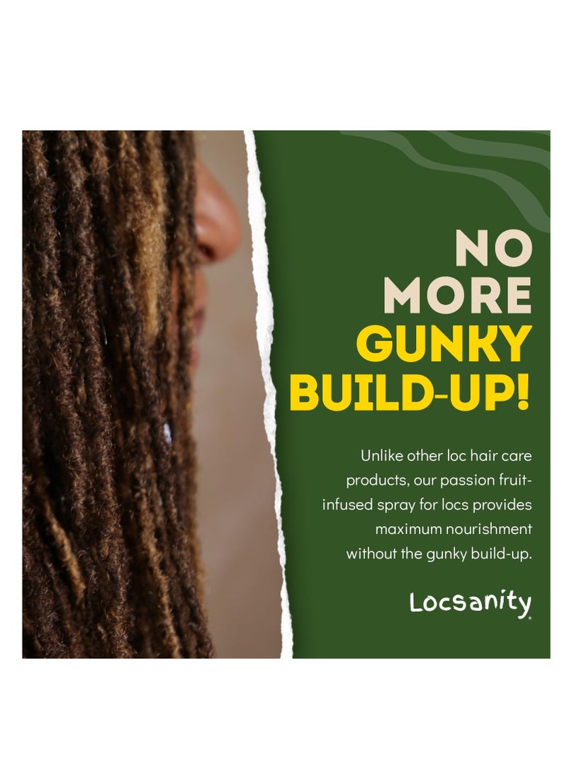 Locsanity Daily Moisturizing Spray for Dull, Dry Locs – Passion Fruit Hair and Scalp Moisturizer for Dreadlocks, Sisterlocks, Microlocks, Braids to Control Oil and Frizz (8 fl oz)