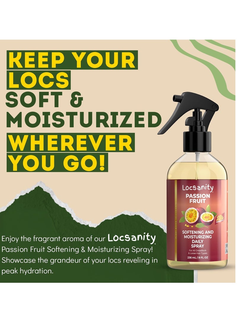 Locsanity Daily Moisturizing Spray for Dull, Dry Locs – Passion Fruit Hair and Scalp Moisturizer for Dreadlocks, Sisterlocks, Microlocks, Braids to Control Oil and Frizz (8 fl oz)