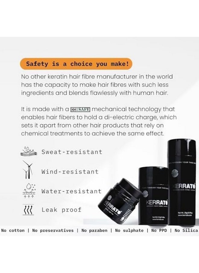 Kerrato Hair Fibres 28g (NATURAL BLACK) with Fibre Hold Spray (100ml), Optimizer Comb, and Pump | Confidence Kit for Fuller, Natural-Looking Hair | Hair Fiber Combo Kit