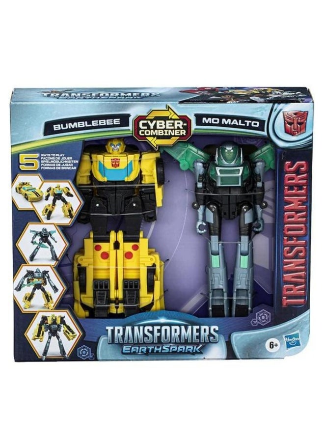 Transformers EarthSpark Cyber-Combiner Bumblebee and Mo Malto Robot Action Figures (12.5 cm)