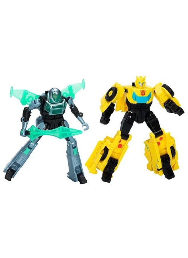 Transformers EarthSpark Cyber-Combiner Bumblebee and Mo Malto Robot Action Figures (12.5 cm)