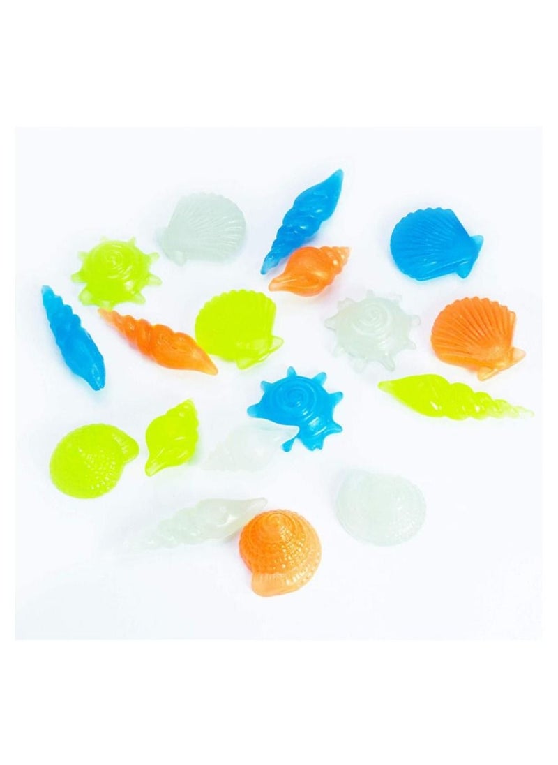 70 Pieces Assorted Colors Glow in The Dark Stones Conch Sea Shells Starfish Decorative Luminous Pebbles Gravel for Aquarium Fish Tank Decor