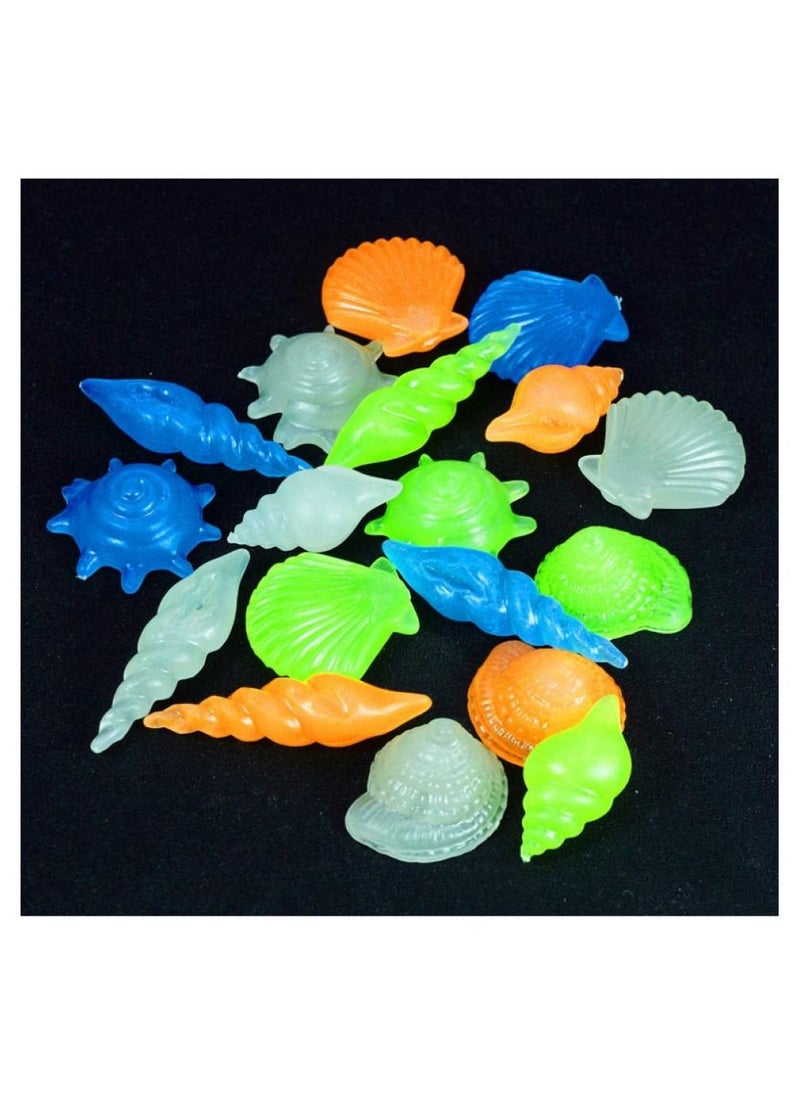 70 Pieces Assorted Colors Glow in The Dark Stones Conch Sea Shells Starfish Decorative Luminous Pebbles Gravel for Aquarium Fish Tank Decor