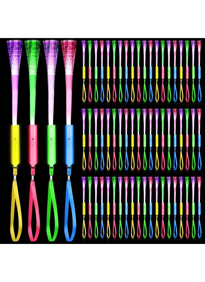 200 Pcs Fiber Optic Wands Glow Wands Led Light Up Wand Bulk Flashing Sticks With Included Batteries For Party Favors Wedding Birthday Carnival (Classic Style)