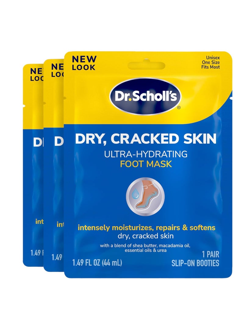 Dry Cracked Skin Ultra Hydrating Foot Mask 3 Pairs Moisturizing Socks Intensely Moisturizes Repairs and Softens Rough Dry Skin with Urea and Essential Oils for Dry Cracked Feet