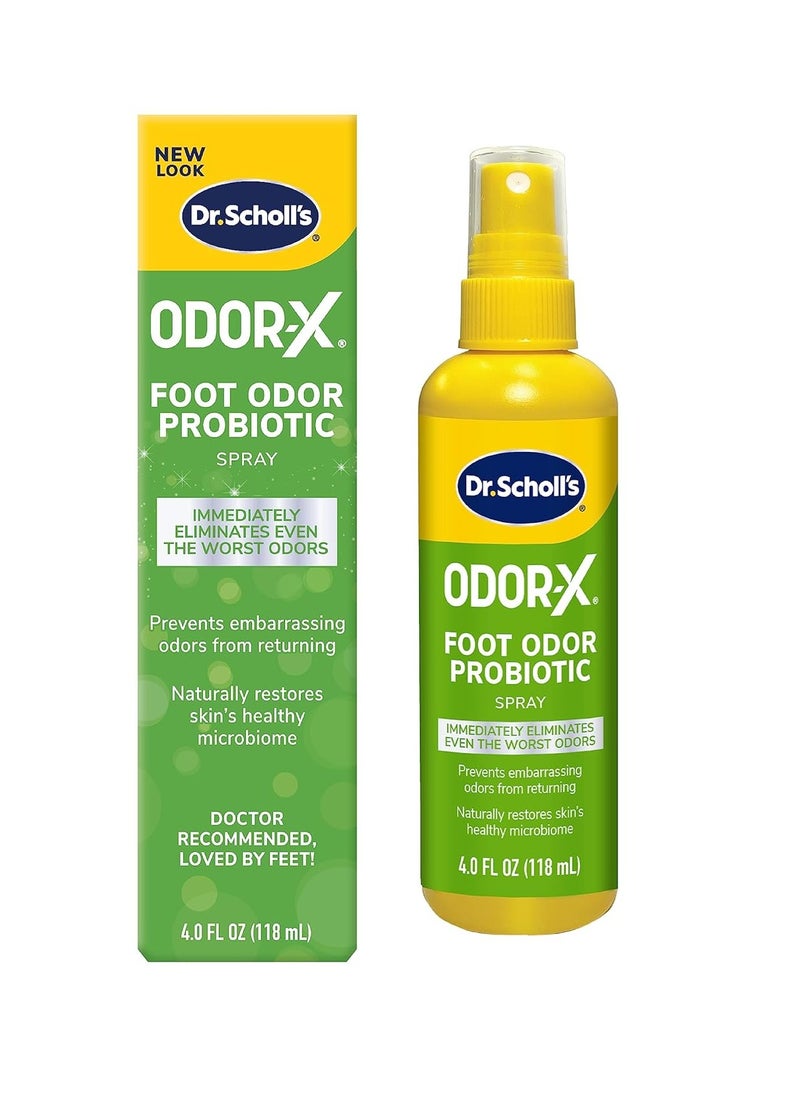 ODOR X FOOT ODOR PROBIOTIC SPRAY 4 oz Immediately Eliminates The Worst Odors Prevents Embarrasing Odors From Returning Restores Skin's Microbiome