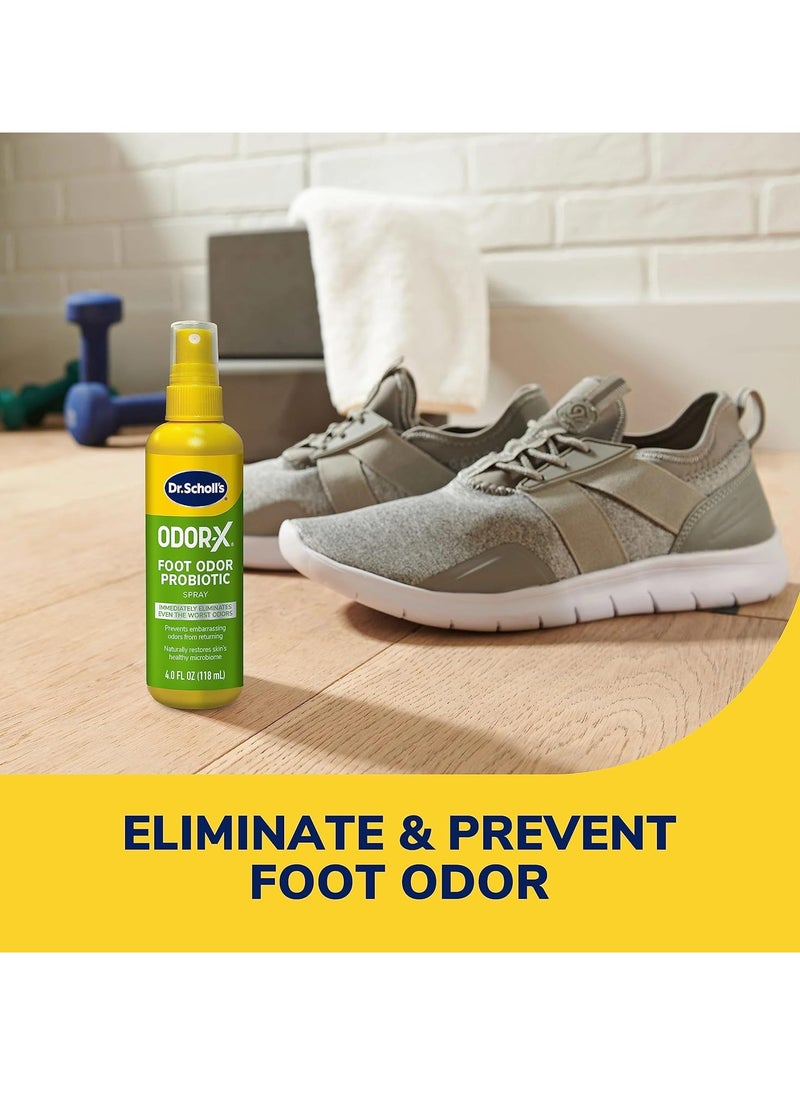 ODOR X FOOT ODOR PROBIOTIC SPRAY 4 oz Immediately Eliminates The Worst Odors Prevents Embarrasing Odors From Returning Restores Skin's Microbiome