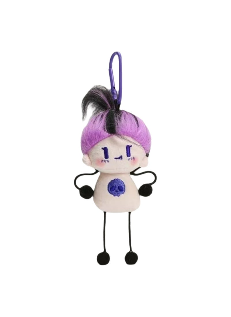 Creative Diy Hairstyle Cotton Doll, Cute Little Girl Bag Pendant Plush Doll Car Keychain School Bag Pendant (Purple-Haired Girl)