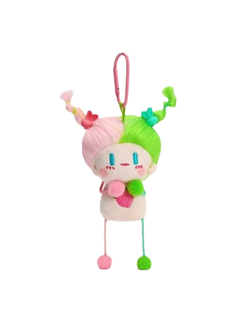 Creative Diy Hairstyle Cotton Doll, Cute Little Girl Bag Pendant Plush Doll Car Keychain School Bag Pendant (Peach Girl)