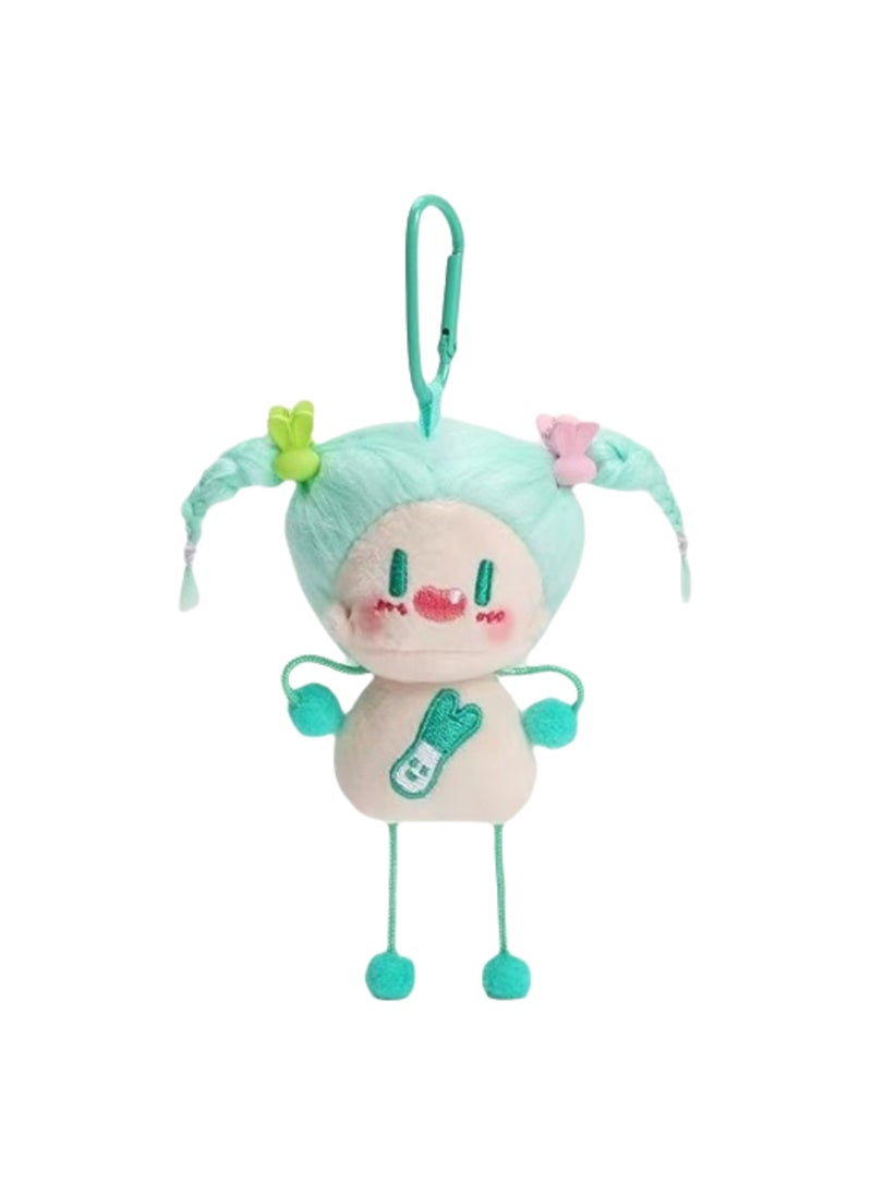 Creative Diy Hairstyle Cotton Doll, Cute Little Girl Bag Pendant Plush Doll Car Keychain School Bag Pendant (Scallion Girl)