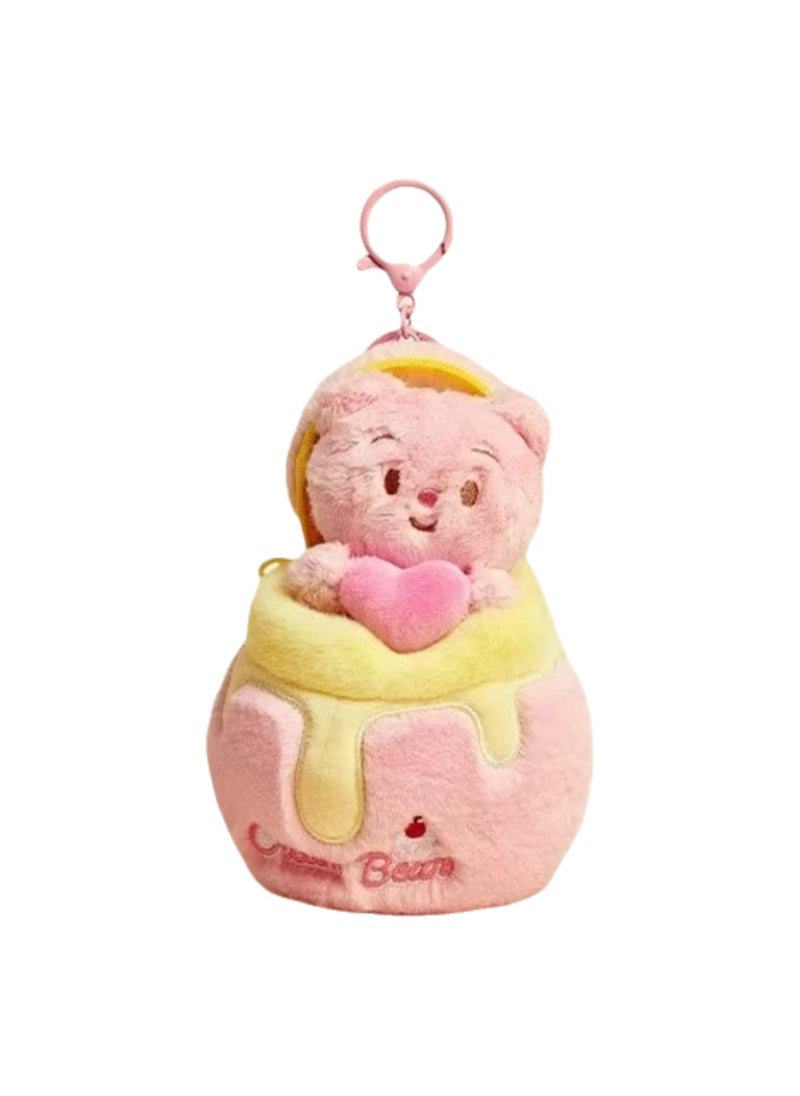Cute Plush Keychain, Honey Bear Doll Gift Pendant, Bag Accessories Decoration (Pink Honey Pot Bear)