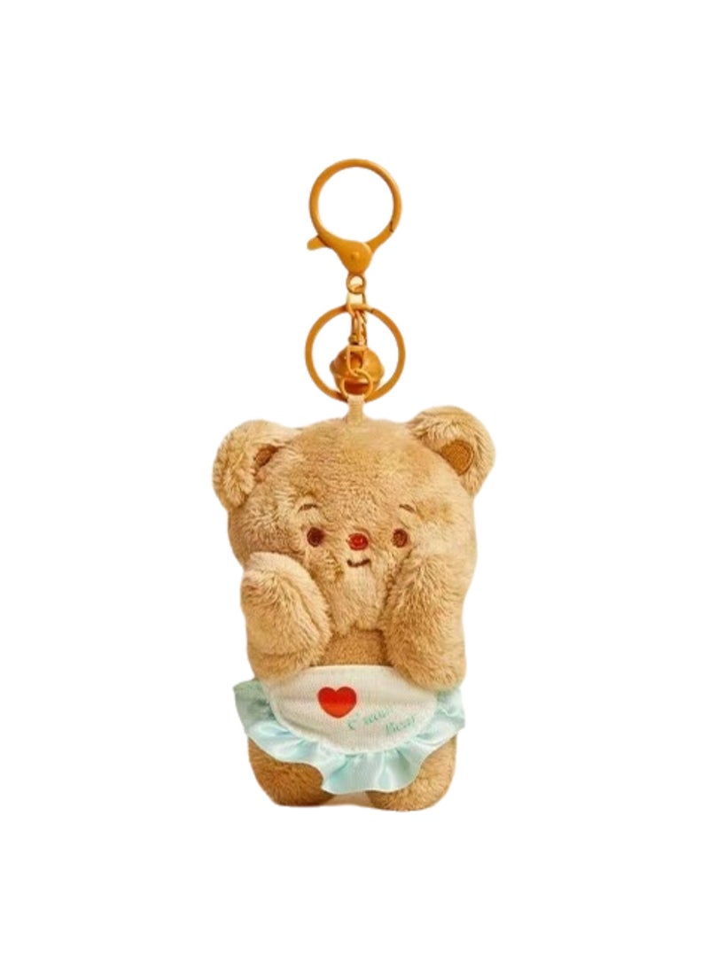 Cute Plush Keychain, Bear Doll Gift Pendant, Bag Accessories Decoration (Brown Bib Bear)