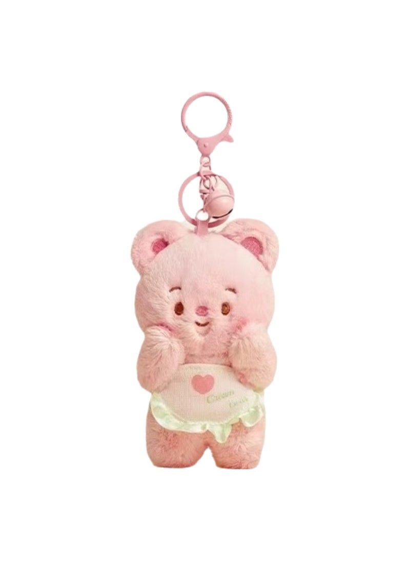 Cute Plush Keychain, Bear Doll Gift Pendant, Bag Accessories Decoration (Pink Bib Bear)