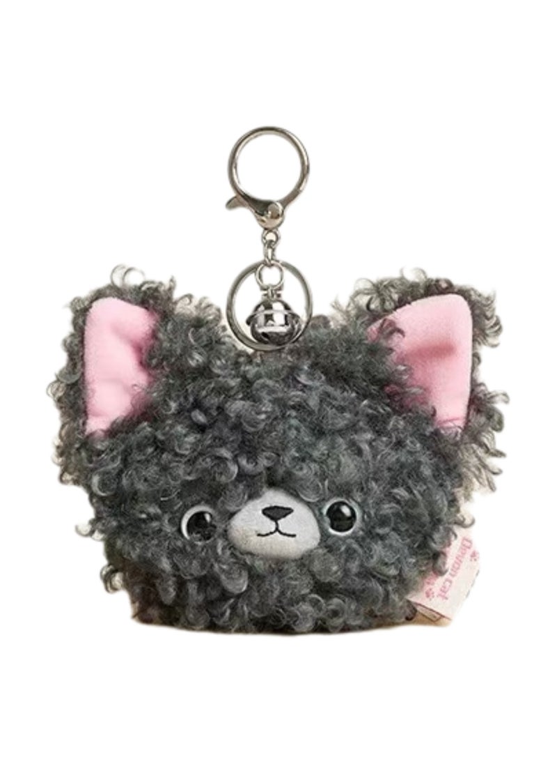 Cute Kitten Plush Keychain, Kitten Gift Pendant, Bag Accessories Decoration (Dark Gray Kitten Coin Purse)