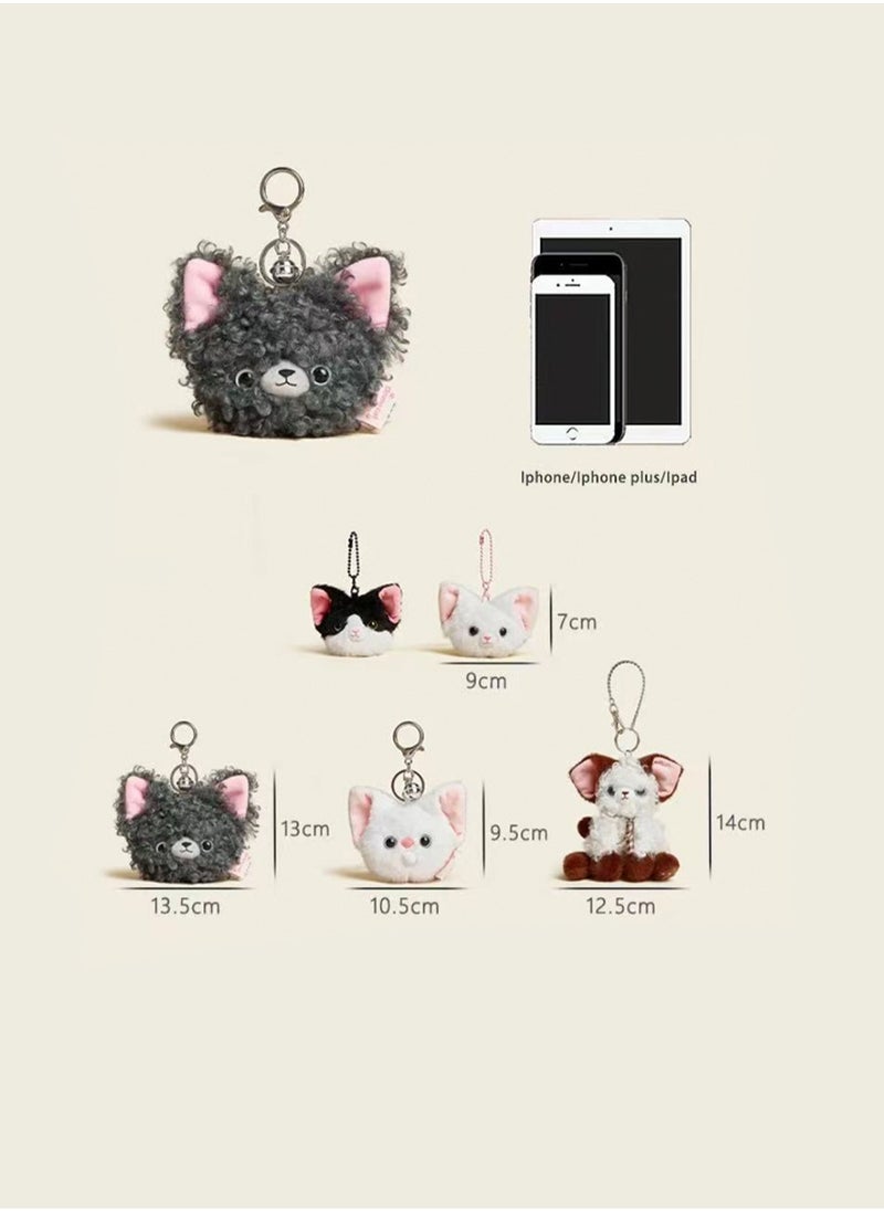 Cute Kitten Plush Keychain, Kitten Gift Pendant, Bag Accessories Decoration (Dark Gray Kitten Coin Purse)