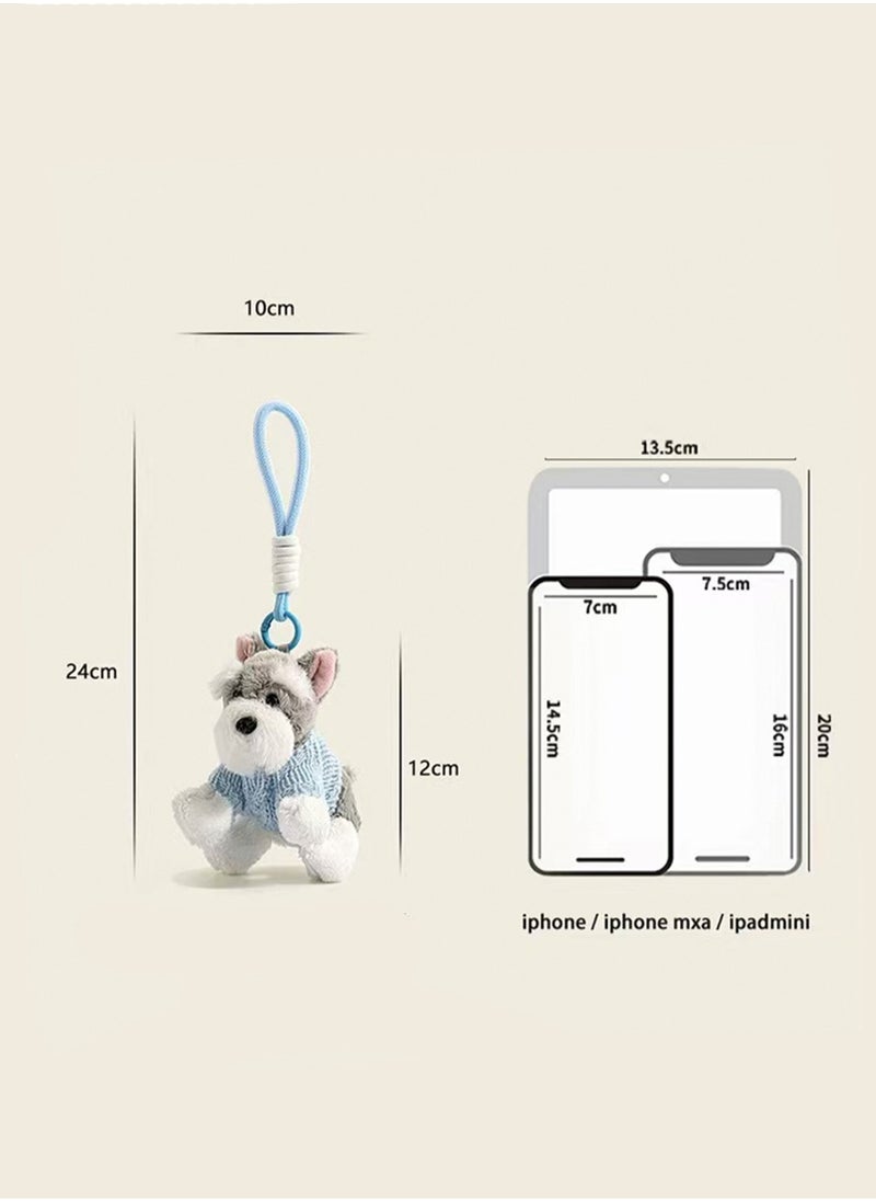 Cartoon Creative Puppy School Bag Pendant, Cute Keychain Plush Doll School Bag Pendant (Green Bib)