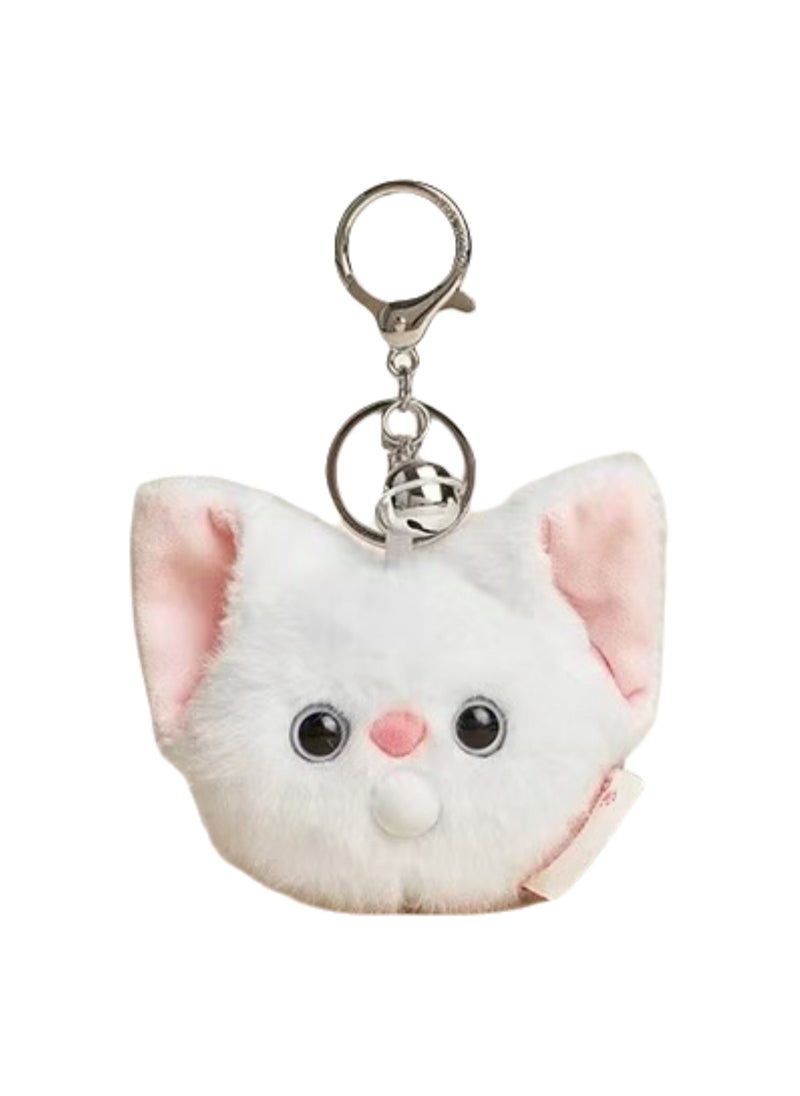 Cute Kitten Plush Keychain, Kitten Gift Pendant, Bag Accessories Decoration (Pure White Bubble Blowing Kitten)