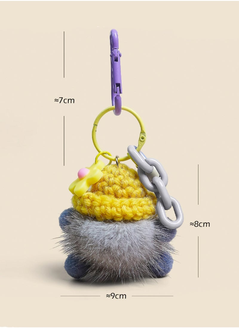 Cute Small Coal Ball Pendant Creative Keychain Gift Mink Fur Ball Backpack Accessories (Dark Black)