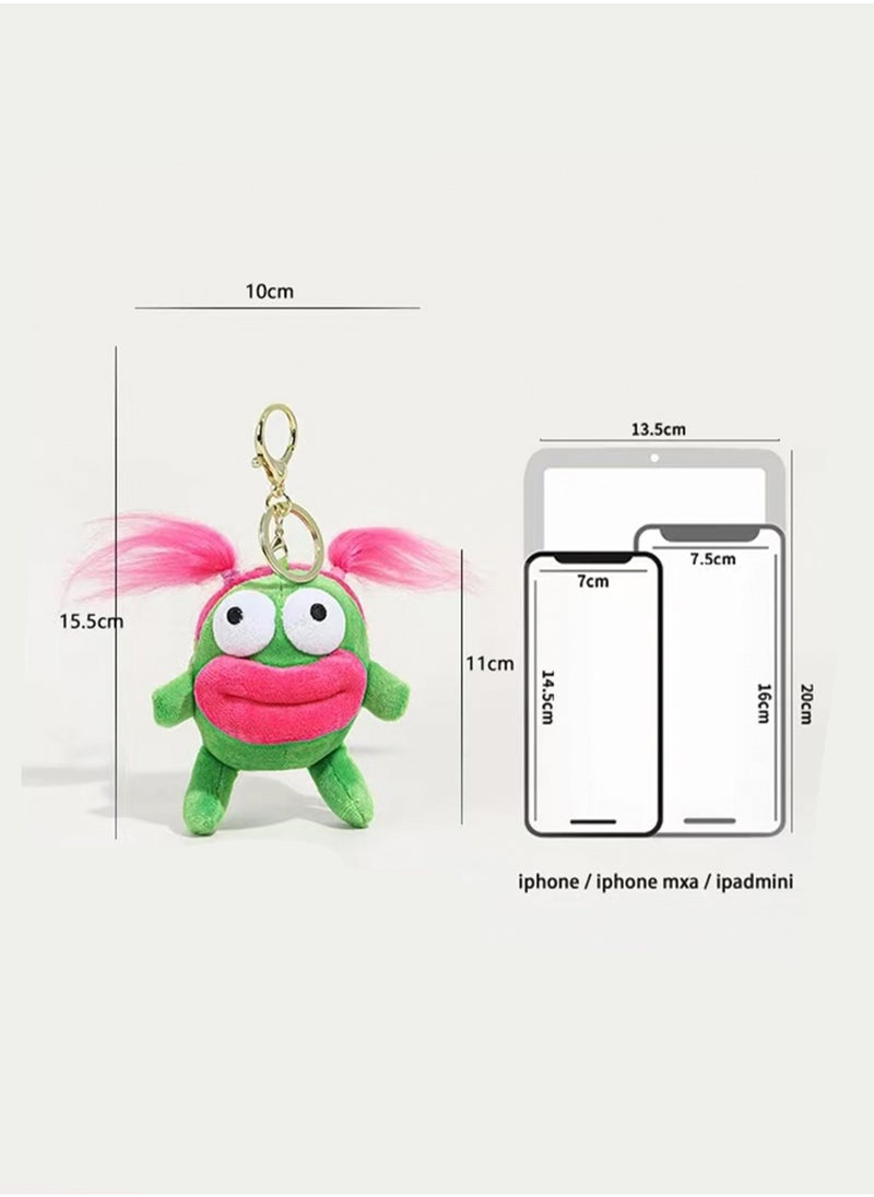 Cartoon Creative Sausage Mouth Bag Pendant, Diy Hairstyle Ugly Things Cute Keychain Plush Doll School Bag Pendant (Purple)
