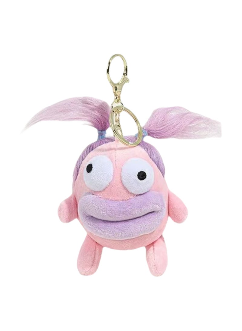 Cartoon Creative Sausage Mouth Bag Pendant, Diy Hairstyle Ugly Things Cute Keychain Plush Doll School Bag Pendant (Purple)