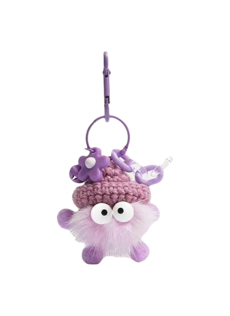 Cute Small Coal Ball Pendant Creative Keychain Gift Mink Fur Ball Backpack Accessories (Pink Purple)