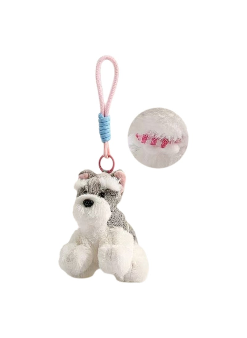 Cartoon Creative Puppy School Bag Pendant, Cute Keychain Plush Doll School Bag Pendant (Pink Bib)
