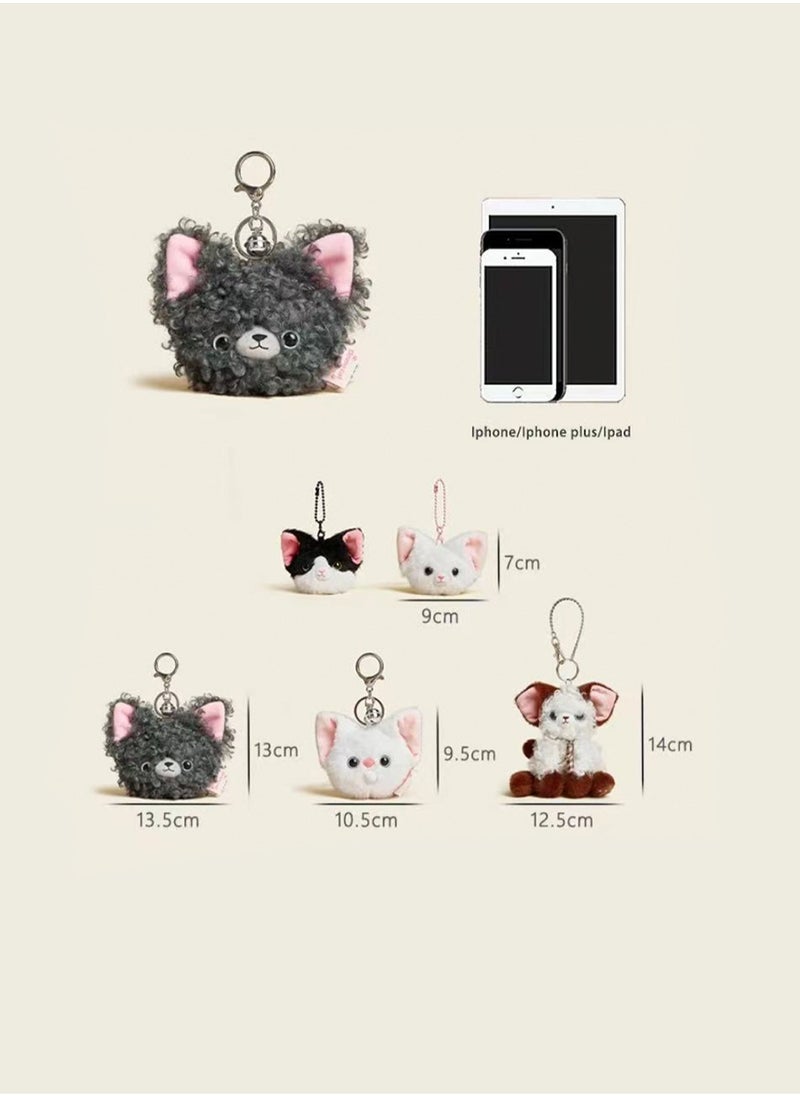 Cute Kitten Plush Keychain, Kitten Gift Pendant, Bag Accessories Decoration (Dark Grey Bubble Blowing Kitten)