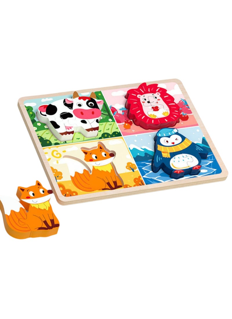 30cm Animal 3d Scene Jigsaw Puzzle Wooden Jigsaw Puzzle Toys For Children Aged 1-3, Children'S Fine Motor Skills Learning Education, Ideal Gift For Boys And Girls Aged 1-2-3