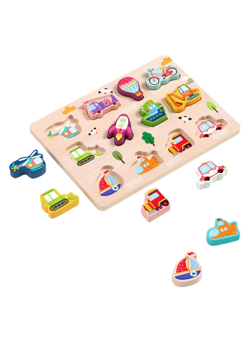 29cm Traffic 3d Puzzle Wooden Jigsaw Puzzle Toys For Kids Ages 1-3, Children'S Fine Motor Skills Learning Education, Ideal Gift For Boys And Girls Ages 1-2-3