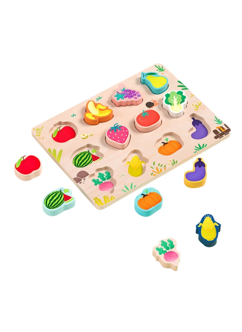 29cm Fruits And Vegetables 3d Puzzle Wooden Jigsaw Puzzle Toys For Kids Ages 1-3, Children'S Fine Motor Skills Learning Education, Ideal Gift For Boys And Girls Ages 1-2-3