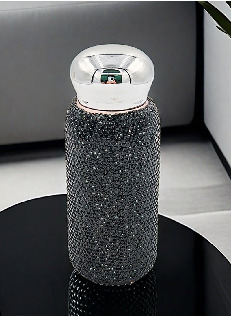 260ML Stainless Steel Black Rhinestone Insulated Cup