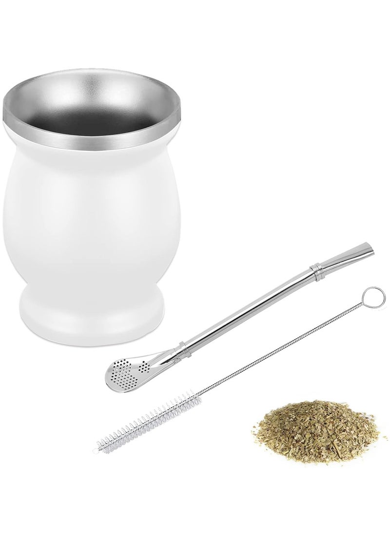 8oz Yerba Mate Cup with Straw Spoon and Cleaning Brush