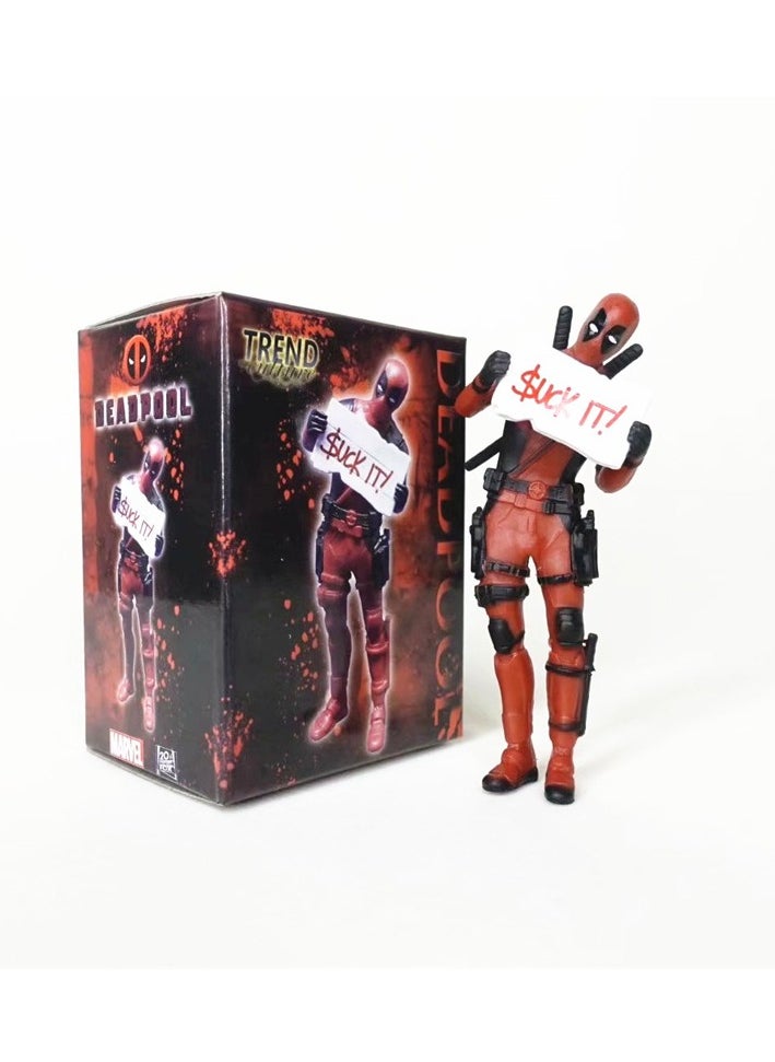 4-Piece Marvel Deadpool Figure Toy Set, Deadpool Model Figure Statue, PVC Character Model Toys, Toy for Desktop/Car Decorations/Collectibles, Gifts for Fans