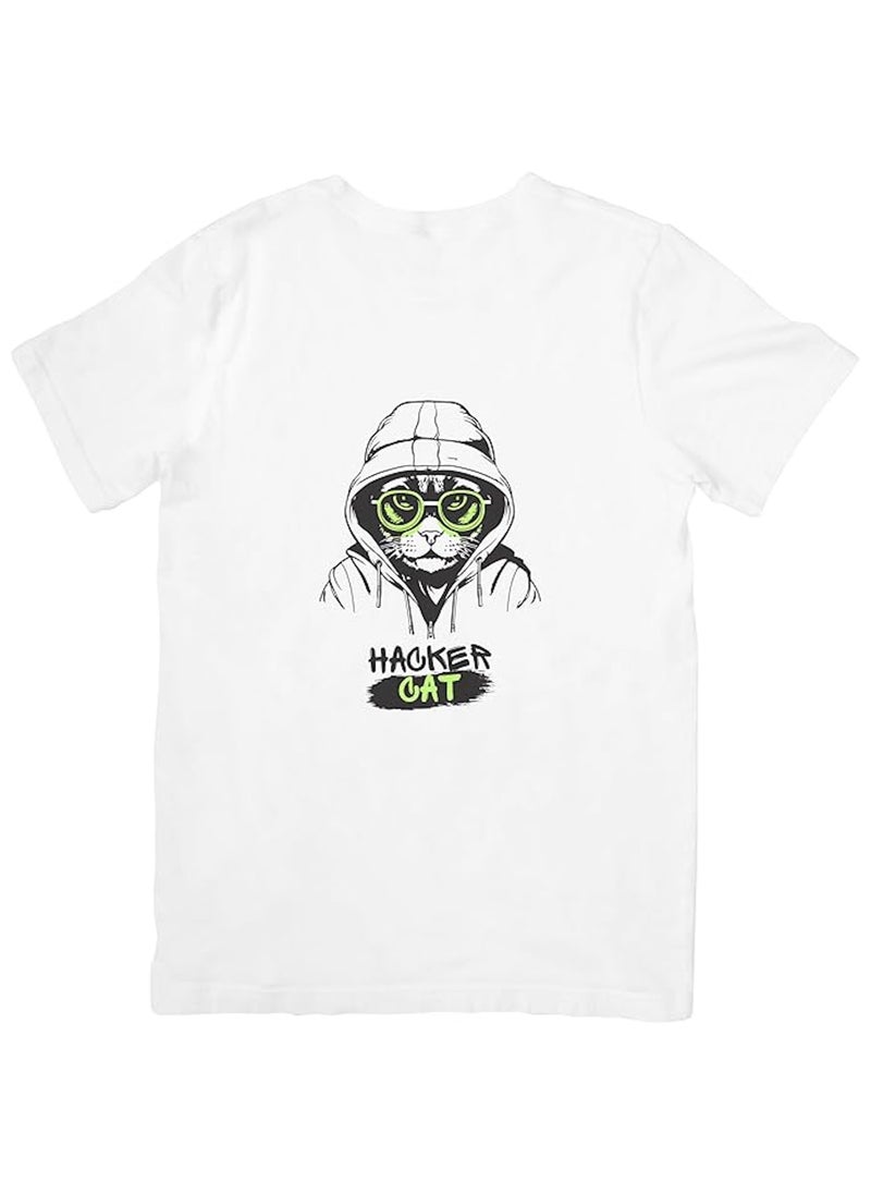 Unisex Hacker Cat Award Winning AI Art T-Shirt, Gift for Coders, Programmers, Tech-savvy Individuals