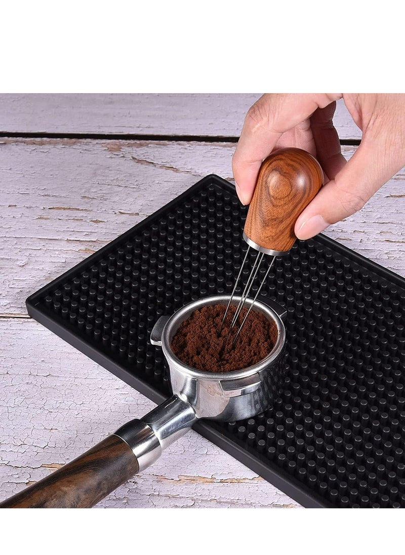 Espresso Coffee Stirrer with Natural wood Handle and Stand, for Uniform Distribution (Dark Sandalwood).