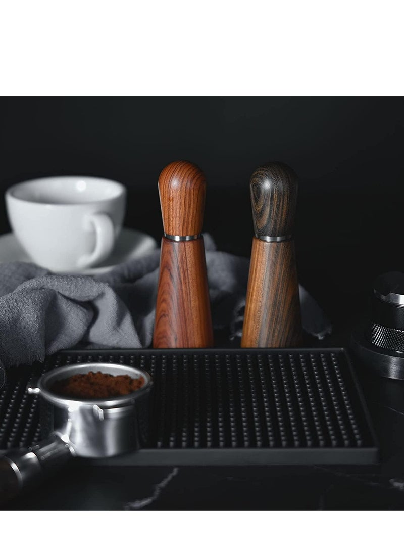 Espresso Coffee Stirrer with Natural wood Handle and Stand, for Uniform Distribution (Dark Sandalwood).