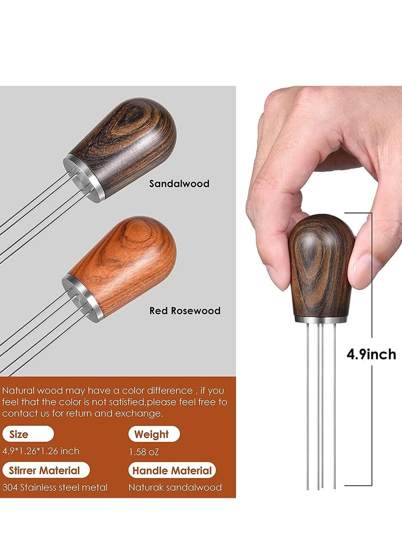 Espresso Coffee Stirrer with Natural wood Handle and Stand, for Uniform Distribution (Dark Sandalwood).