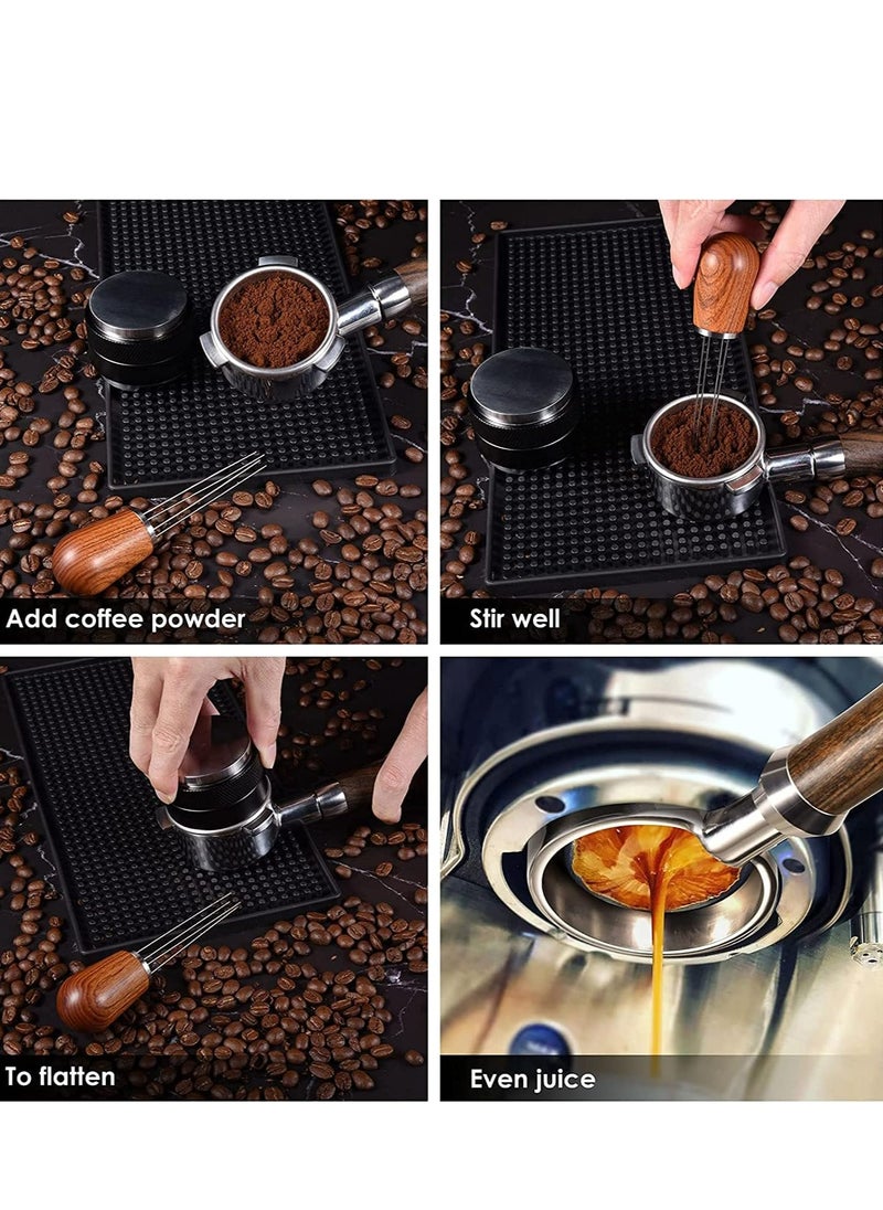 Espresso Coffee Stirrer with Natural wood Handle and Stand, for Uniform Distribution (Dark Sandalwood).