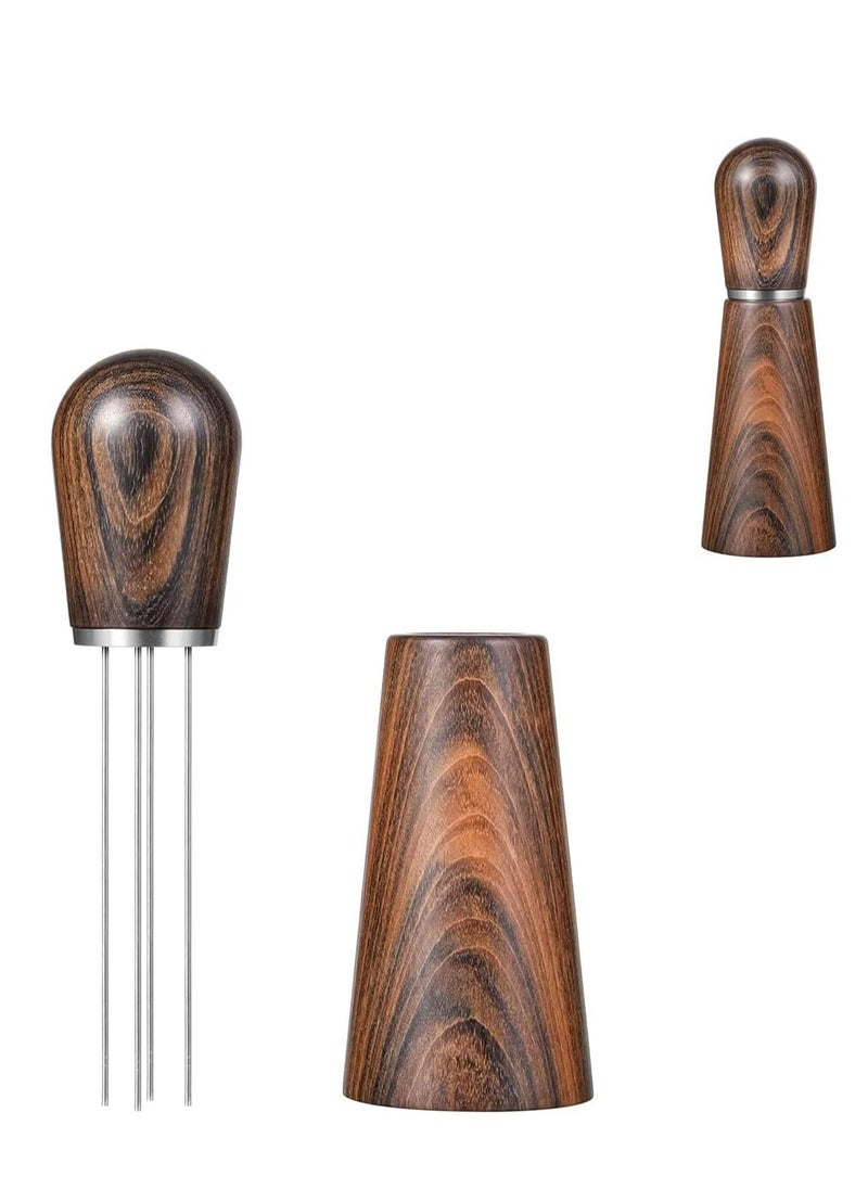 Espresso Coffee Stirrer with Natural wood Handle and Stand, for Uniform Distribution (Dark Sandalwood).